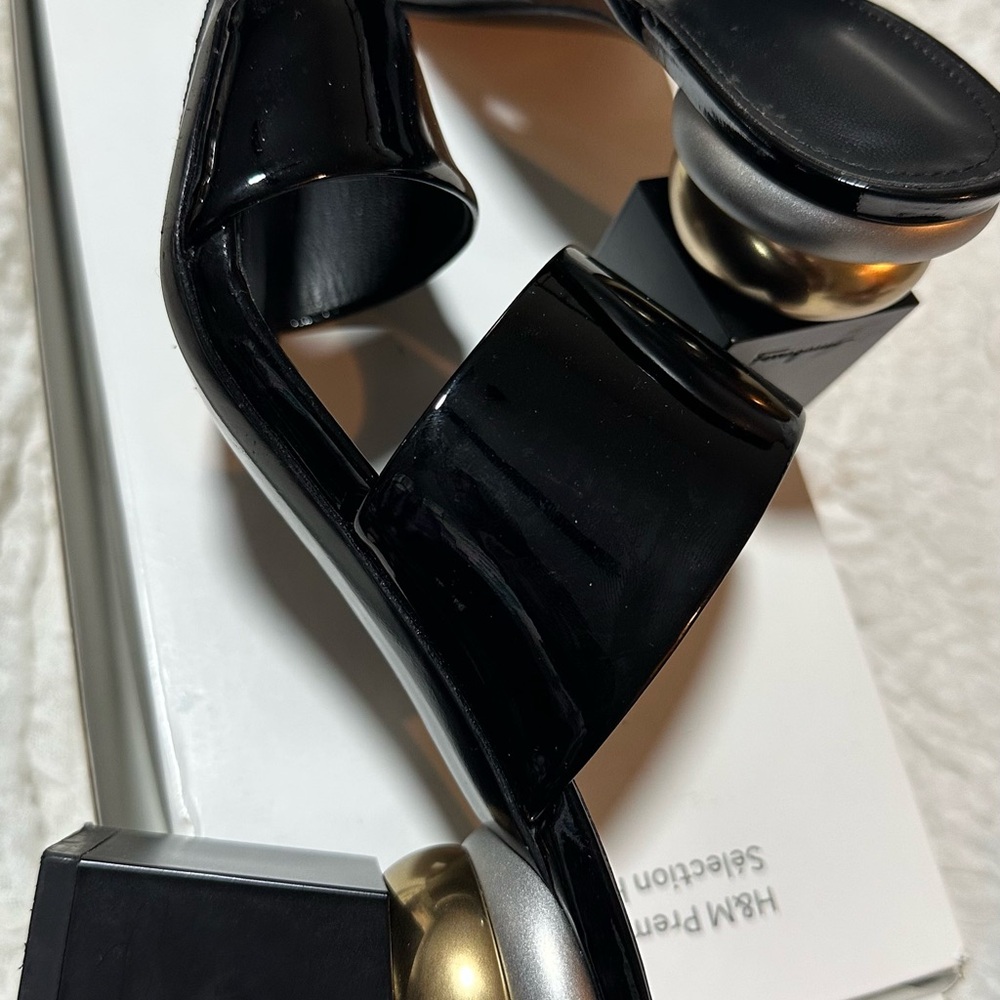 Salvatore Ferragamo Black Patent Leather Mules - Picture 4 of 5
